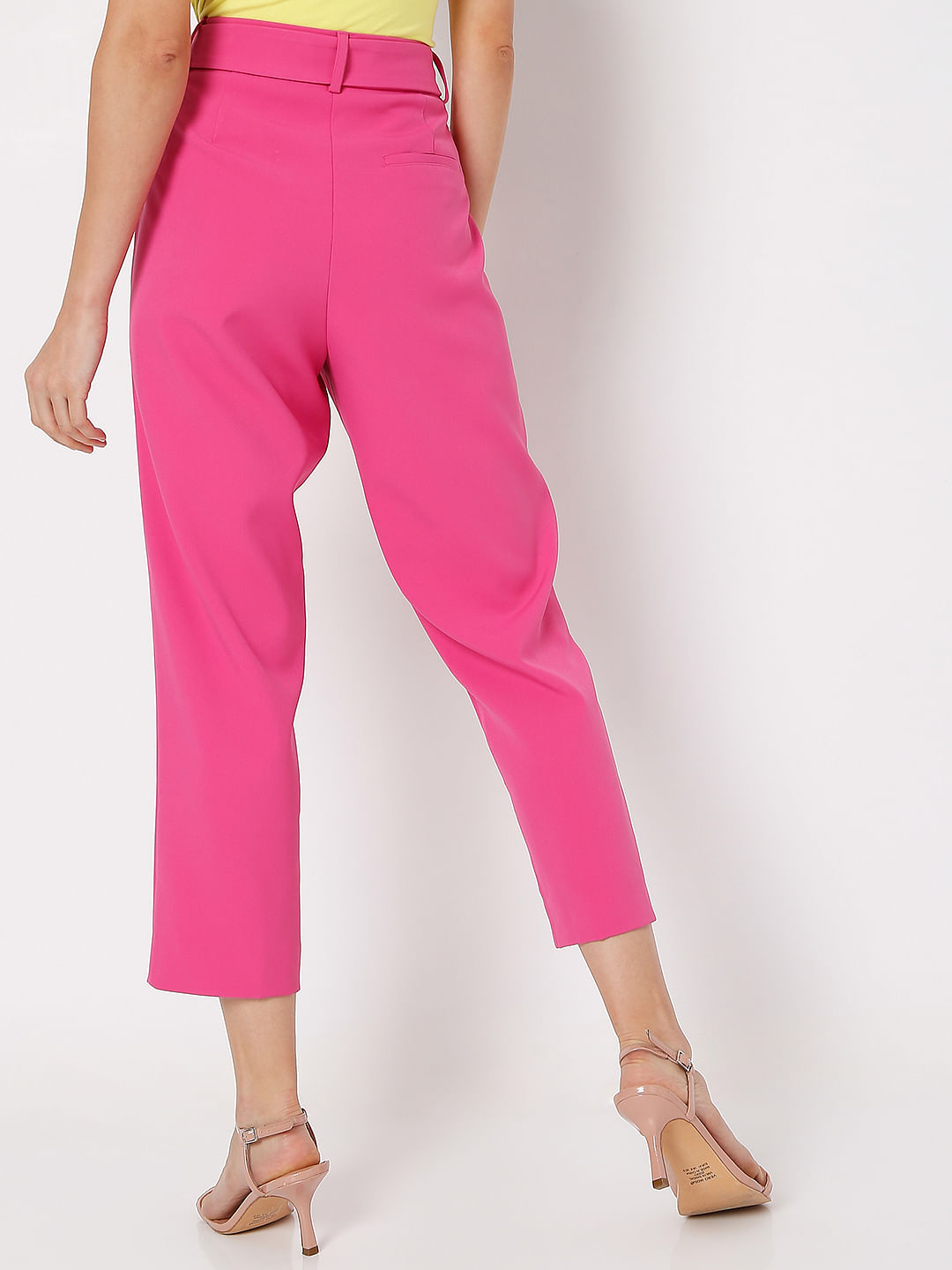 Bonnie Pants - High Waisted Tailored Wide Leg Pants in Pink | Showpo USA